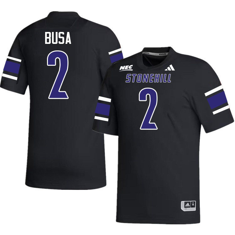Stonehill Skyhawks #2 Anthony Busa College Football Jerseys,Uniforms Stitched-Black